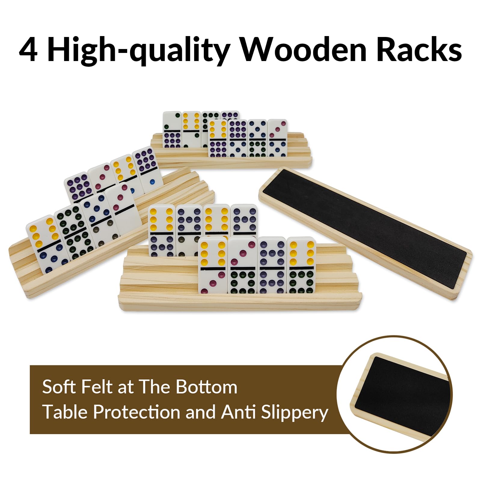 Amazon.com: uvcany Double 9 Dominoes Set with 4 Wooden Trays/Racks