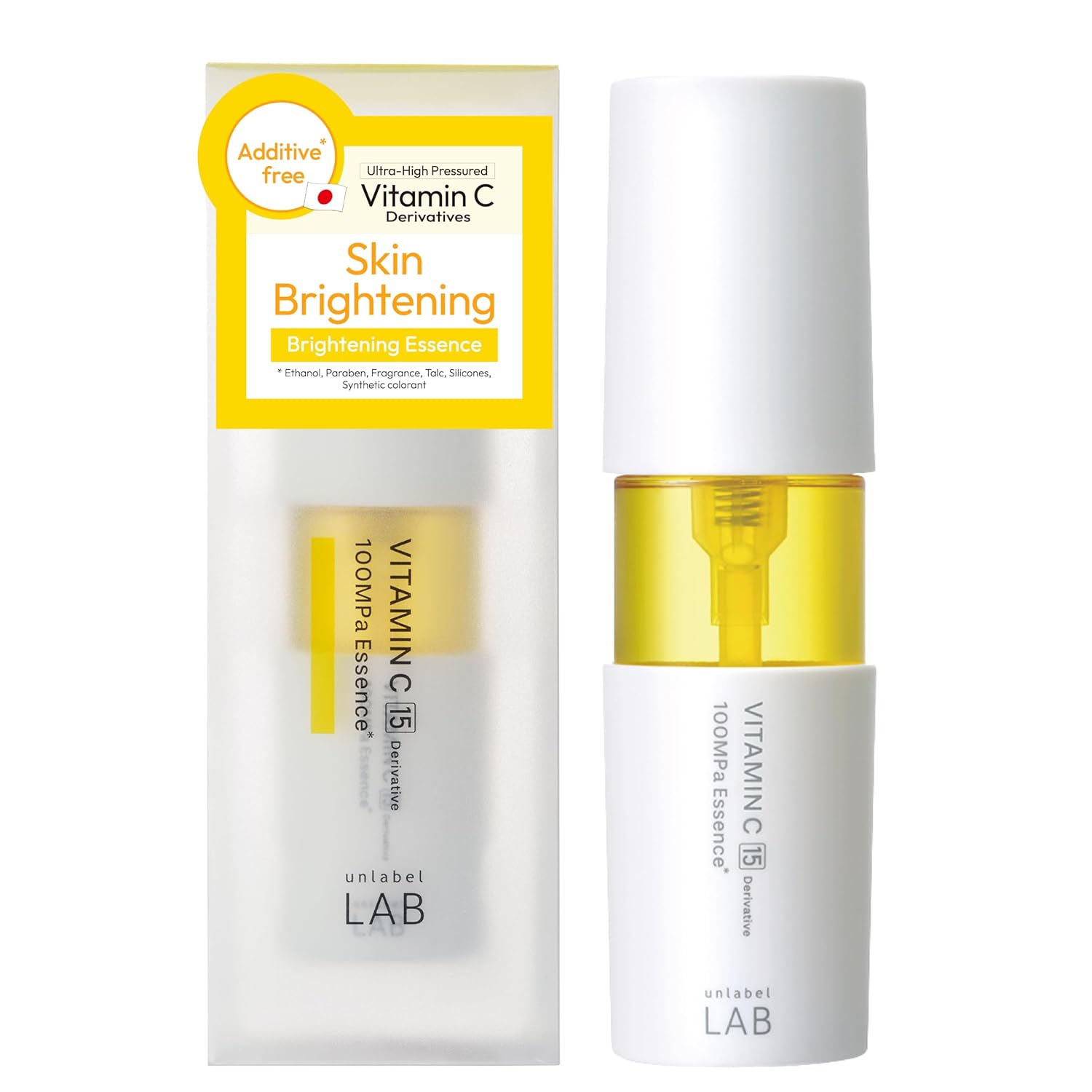 unlabel LAB Vitamin C Brightening Serum, 50mL, Ultra-High-Pressured Vitamin C, Facial Essence for Visible Pore, Uneven skin tone, Fragrance Free, Made in Japan, J-beauty