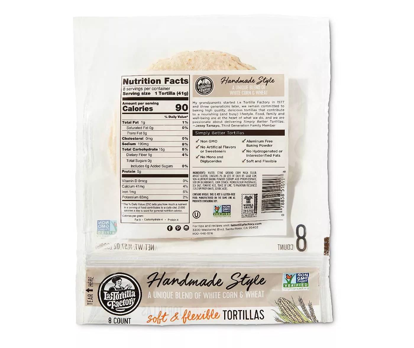 La Tortilla Factory White Corn Whole Grain Tortillas, 11.57 Ounce (Pack of 12)