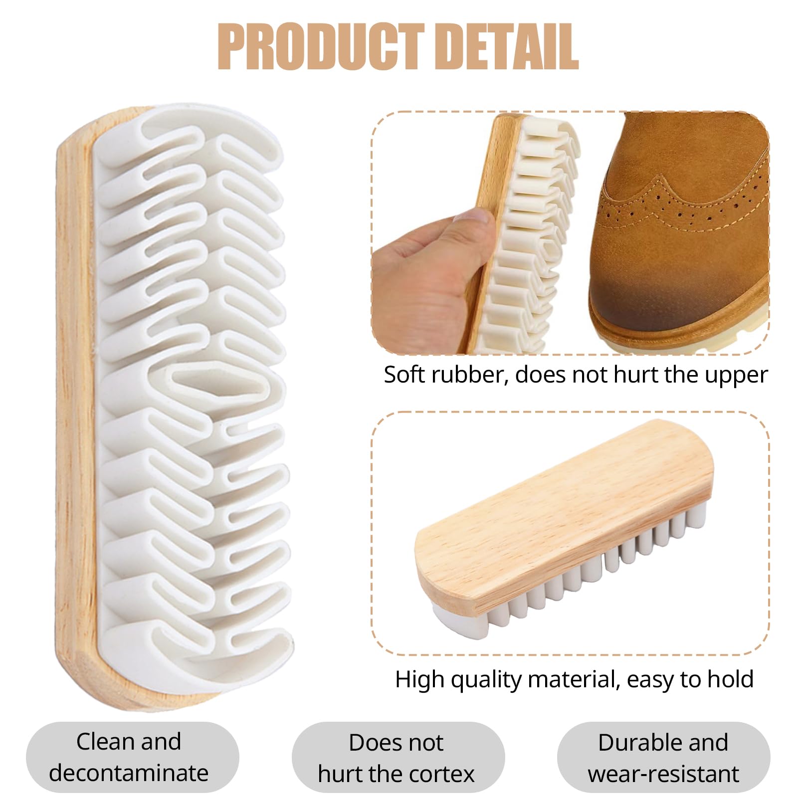 Set Spazzola Per Scarpe In Pelle Scamosciata - Con Gomma E Panno | 4 Pezzi | Per Nabuk, Camoscio E Velluto - Foto 10