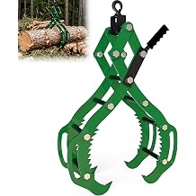 28 Inch Heavy Duty Log Tongs, Upgraded Log Grapple with 4 Serrated Claws, 5512 lb Capacity, Timber Claw Hook for Lifting or Dragging Logs with Tractor, Excavator, ATV, Truck, Forklift Green