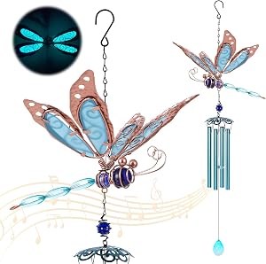 Luminous Dragonfly Wind Chime Kannino Wind Chimes for Outside Memorial Wind Chimes Outdoor with Luminous Wings Windchimes for Garden Window Yard Patio or Festival Decor/Best Mothers and Women Gifts