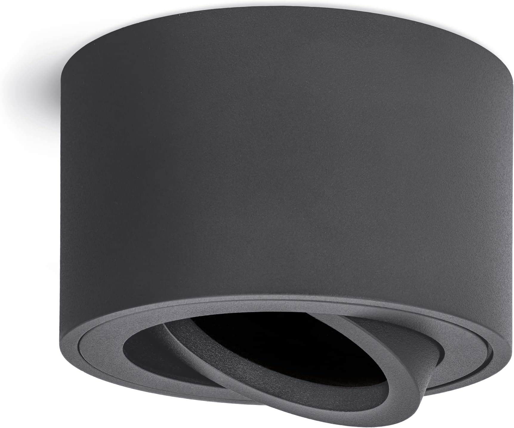 Linovum SMOL Set Di 4 Faretti Extra Piatti Orientabili, Nero Opaco, Ø80mm, Per Moduli LED, Installazione Sopra Intonaco