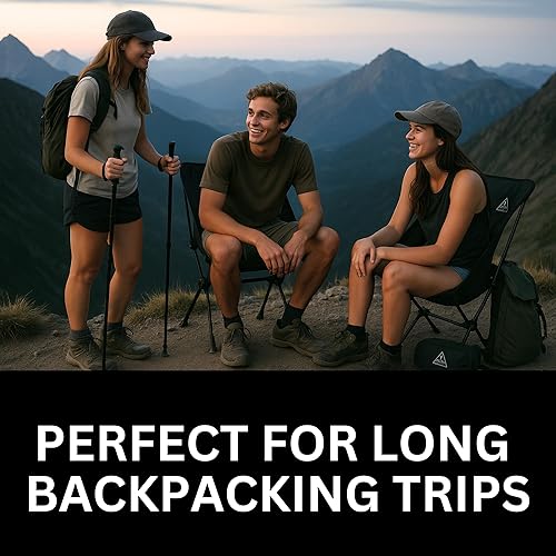 Miniatura 5 de Silla de camping 3 en 1, bastones de senderismo y linterna montada - Kit de mochilero todo en uno pequeño y pesa solo 3 libras - Bastones de