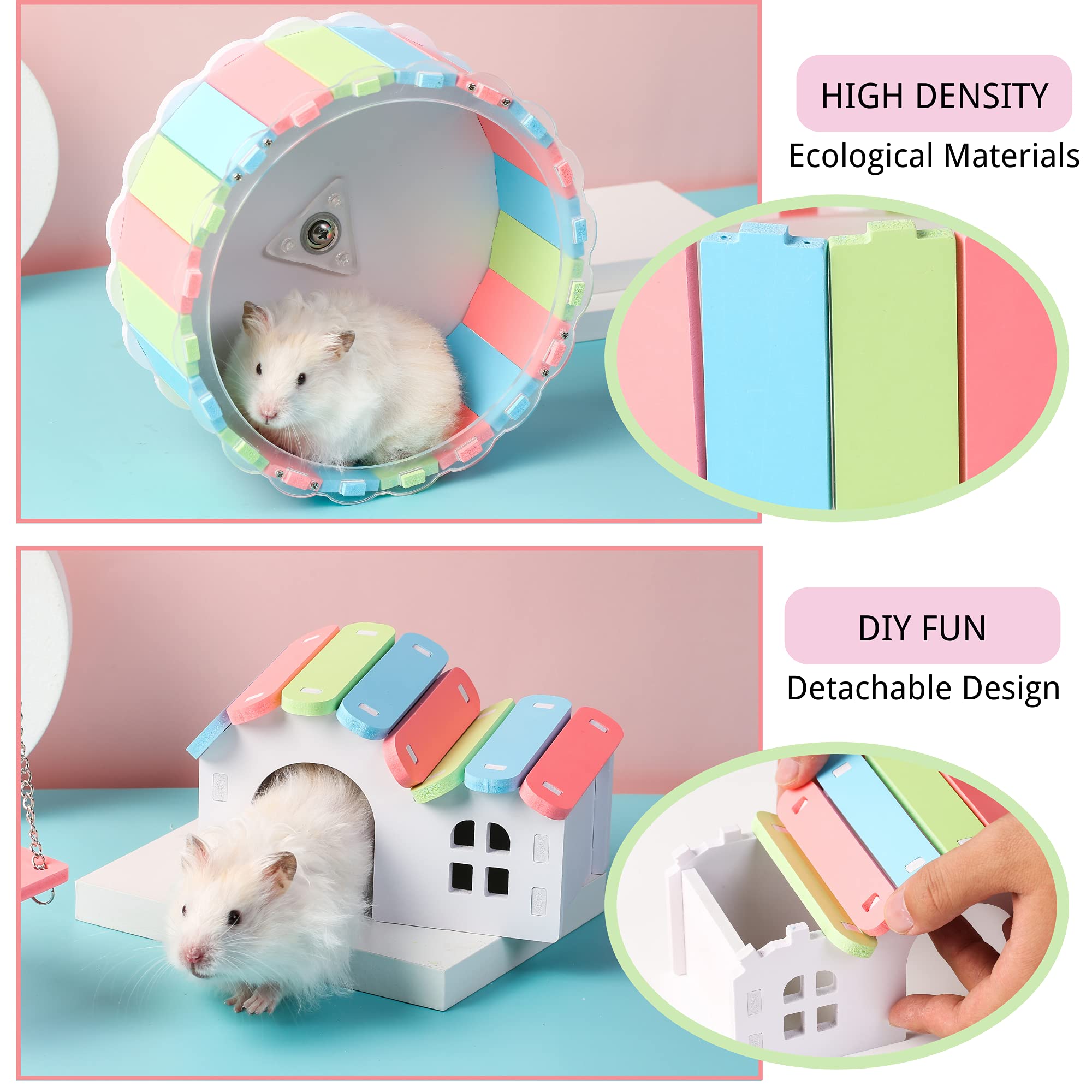 JanYoo Hamster Hideout and Toys Wheel for Dwarf Hamster Cage House Hut