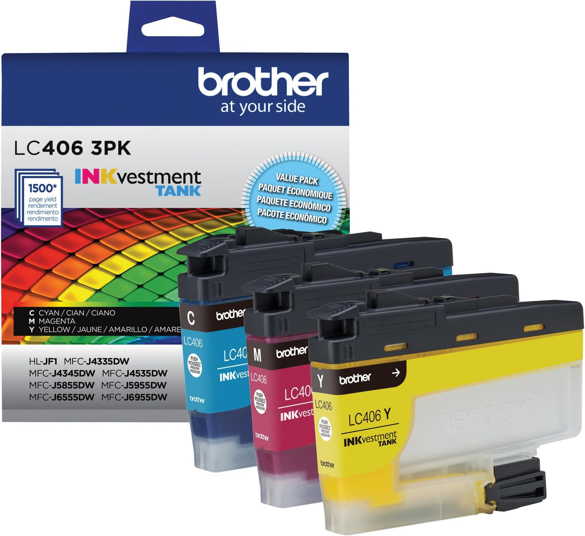 Brother LC4063PK 3 Pack of Standard Yield Cyan, Magenta and Yellow -Ink -Cartridges