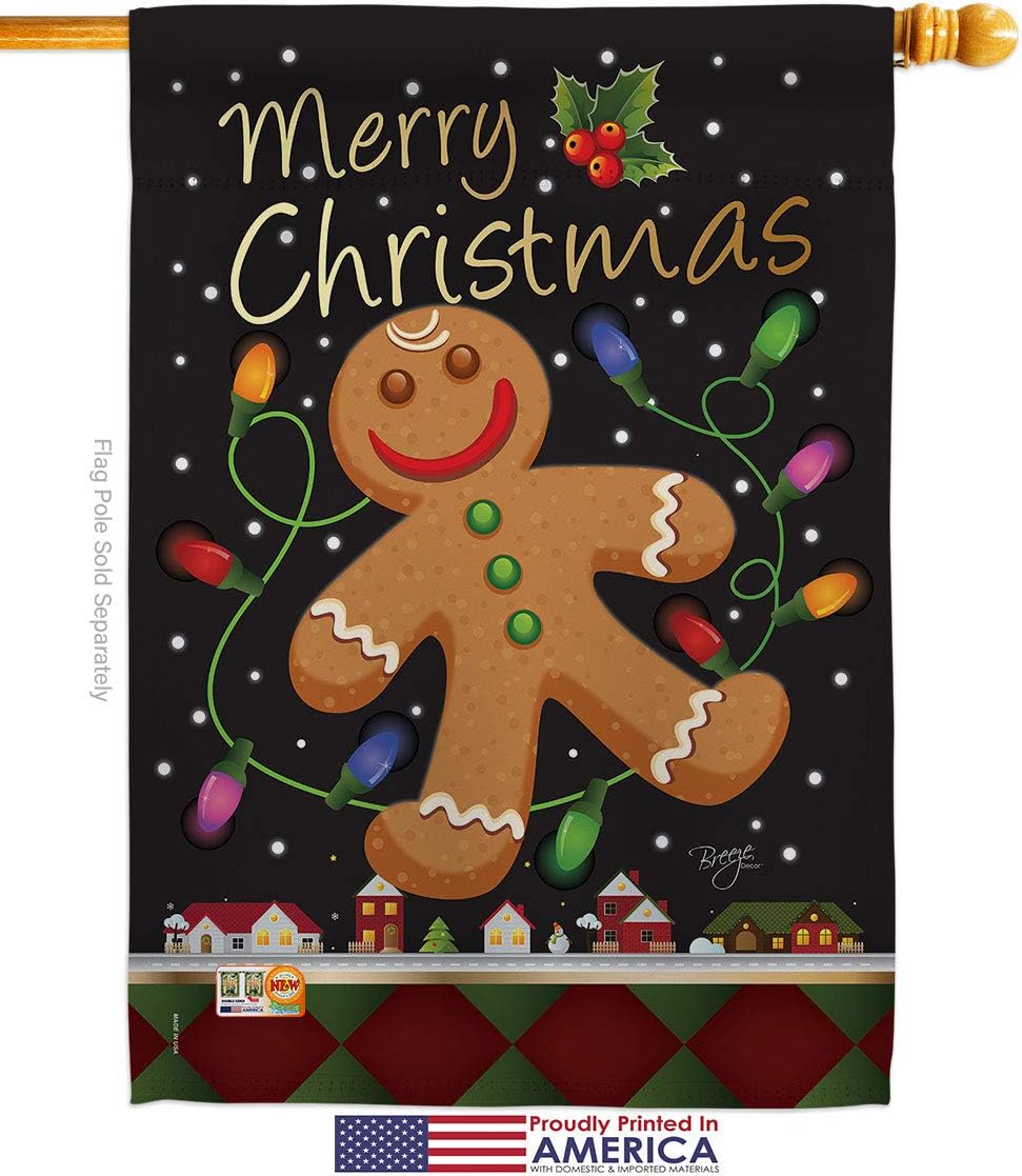 Gingerbread House Flag Wintertime Christmas Santa Marry Xmas Present Reindeer Season Snow Small Decorative Gift Yard Banner Made In USA 28 X 40