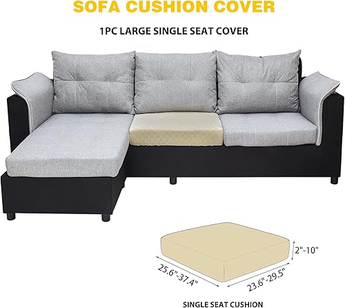 Miniatura 5 de Fundas de cojín para sofá, funda de cojín elástica para sillón, sofá de 1 asiento, jacquard de celosía de diamantes con banda elástica (1 funda de