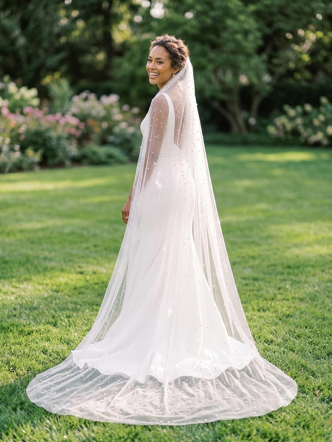 Pearl Veils Elegant Wedding Bridal Veil with Comb for Brides