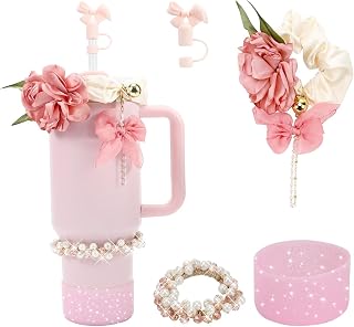 Pink Stanley Cup Accessories Set: 40oz & 30oz Boots, Straw Topper, Tumbler & Accessories for Sports & Travel