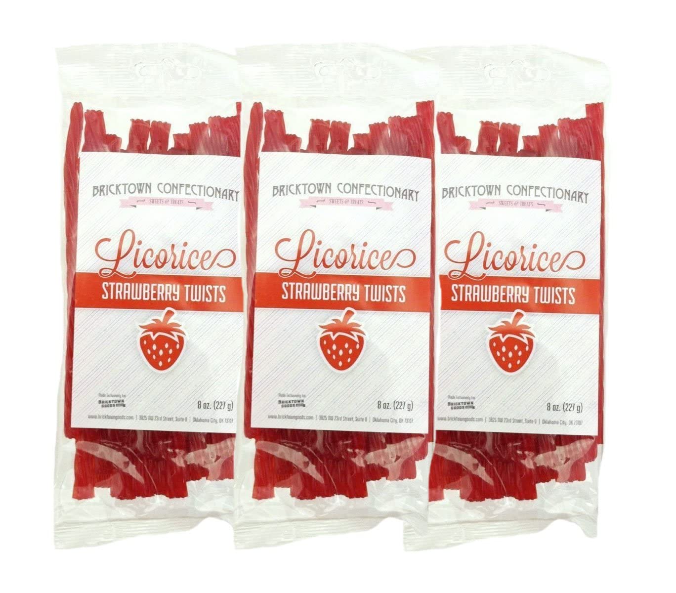 Strawberry Licorice Twists Pack of 3 - Old Fashioned Candy, Fat-Free Chewy Licorice Candy, Fun Treat, Delicious Snacks - Soft & Chewy Texture with