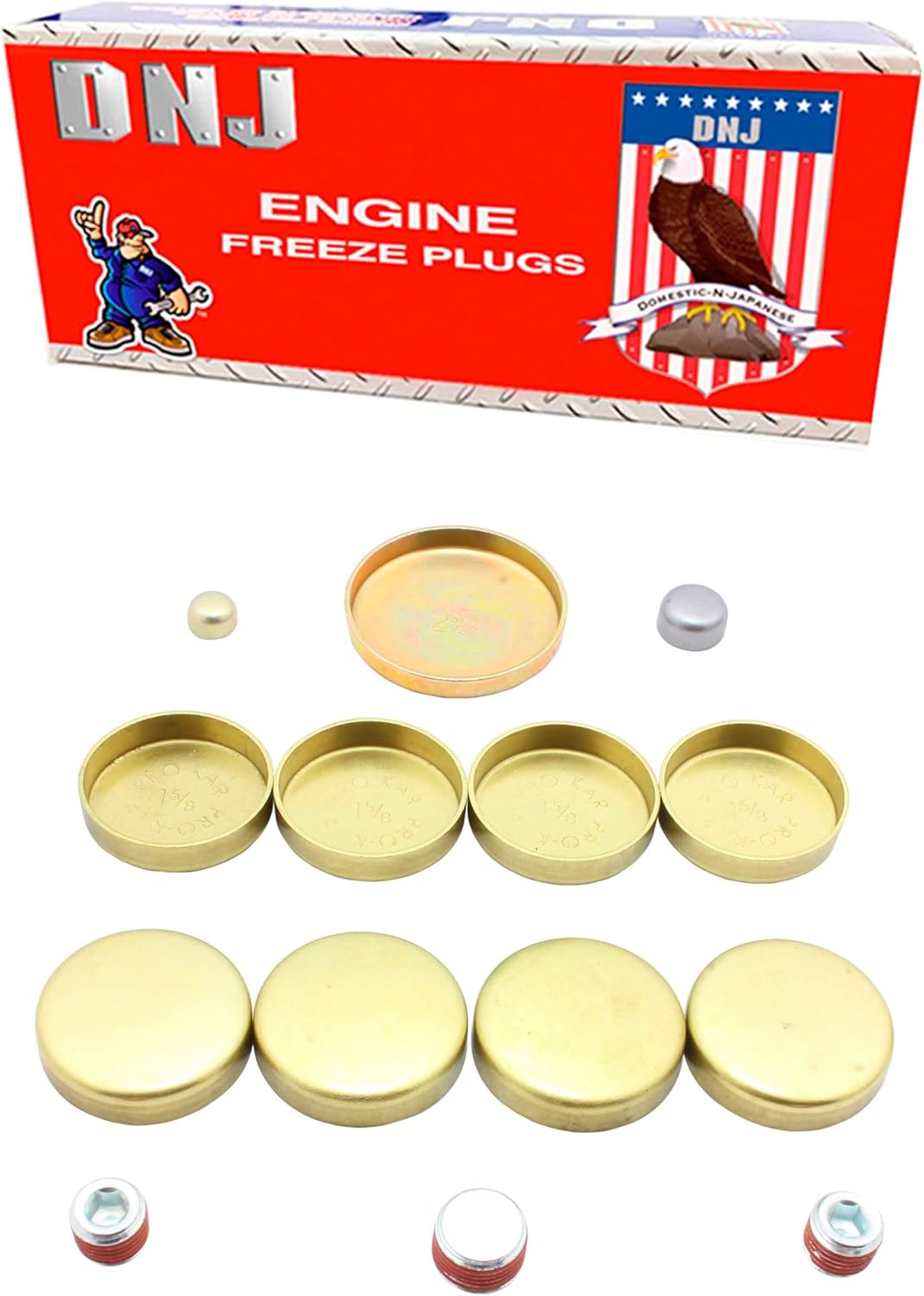 DNJ FPS3125 Freeze Plug Set (Brass) for 87-06 Chevrolet, GMC, Oldsmobile, Isuzu 4.3L V6 OHV Naturally Aspirated