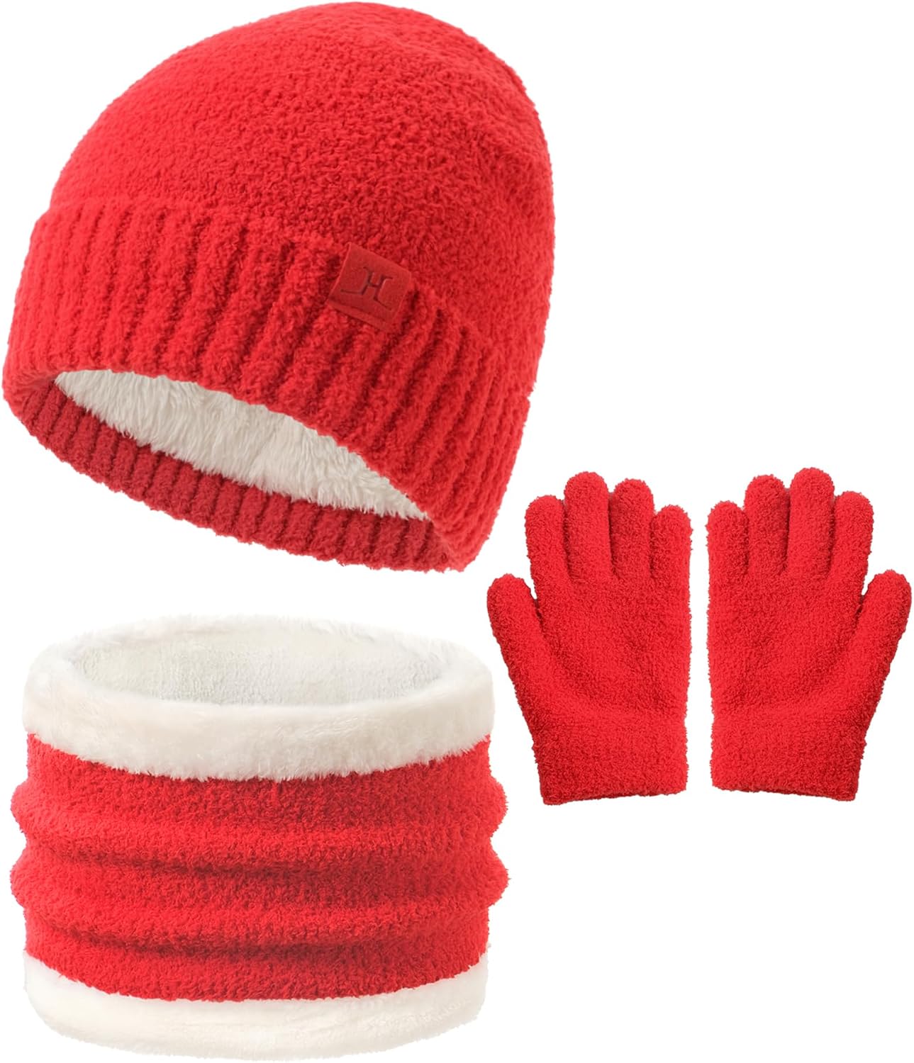 Kids Hat and Gloves Set Girl Boys, Toddler Beanie Winter Hat Neck Warmer Gaiter Gloves Mittens Fleece Lined for 6-8 4t 5t 4-8