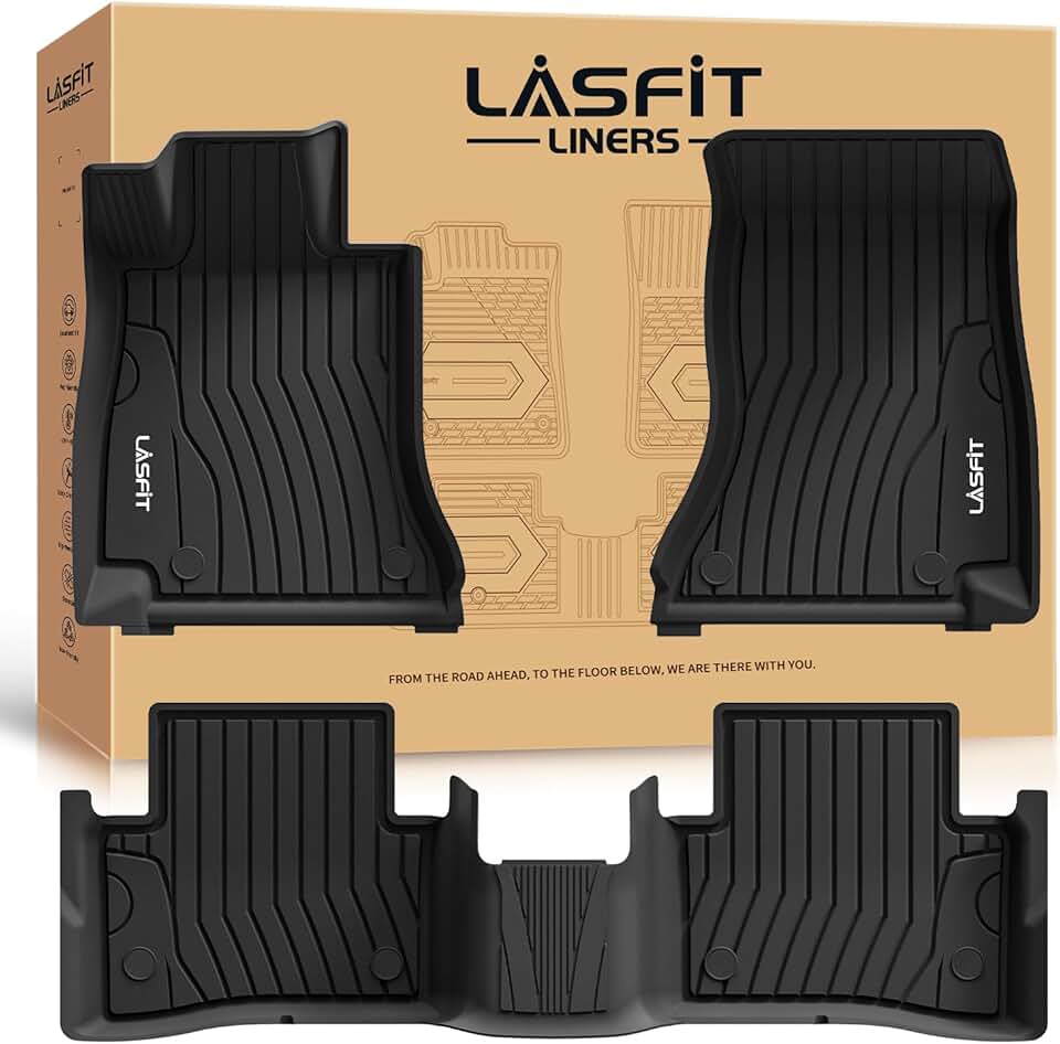 LASFIT Floor Mats for Mercedes Benz C Class 2026 2025 2024 2023 2022 C300 / C43 AMG / C63 AMG S E (Fit Sedan Only), All Weather TPE Floor Liners for C Class Car Mats, 1st &amp; 2nd Row Set Global Recycled Standard