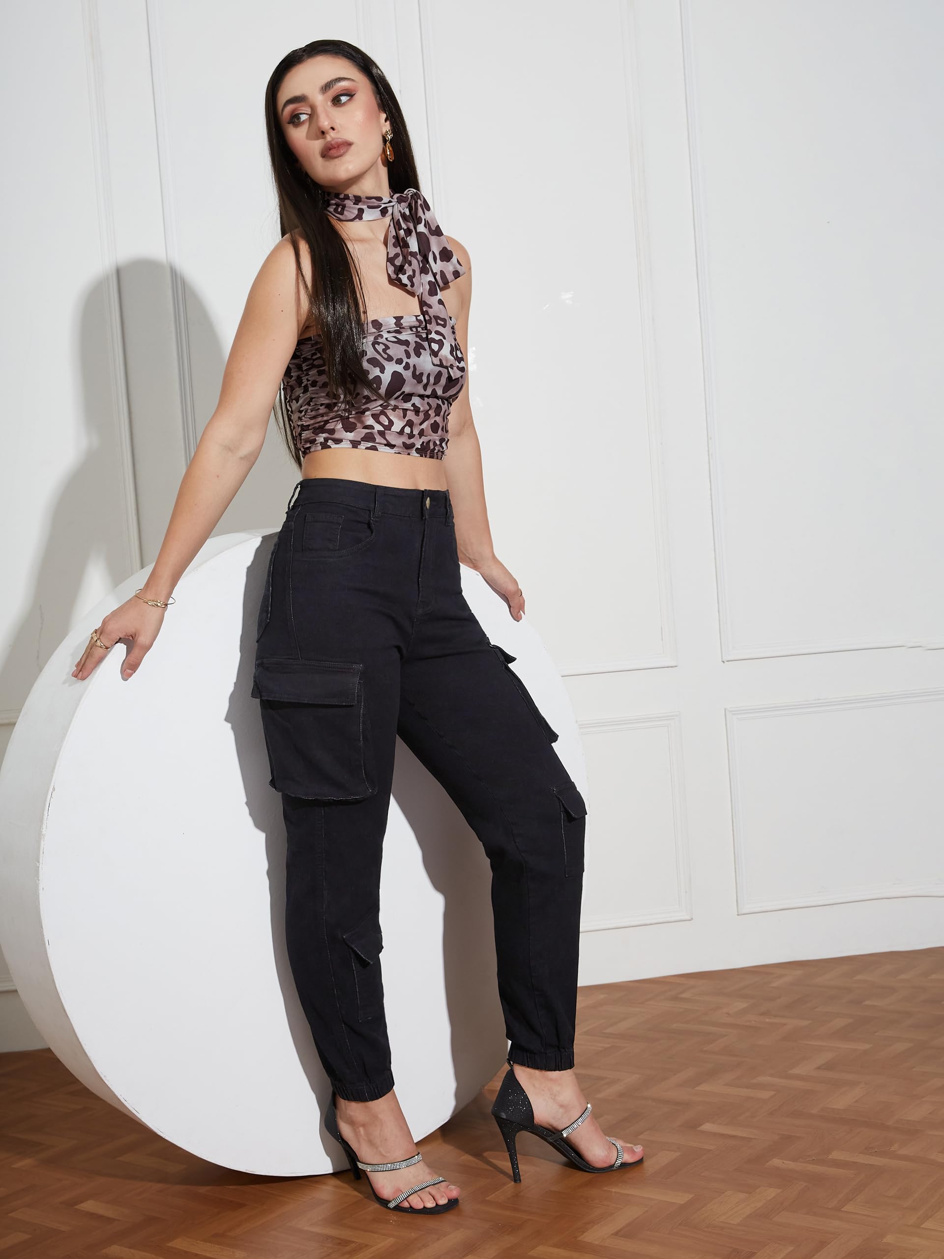 Miss Chase Damskie joggery z wysokim stanem i regularnym stretchem