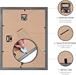 8x10 Picture Frame Set of 6 with High Definition Plexiglass, Display Pictures 5x7 with Mat or 8x10 Without Mat for Tabletop Display and Wall Mounting, Black