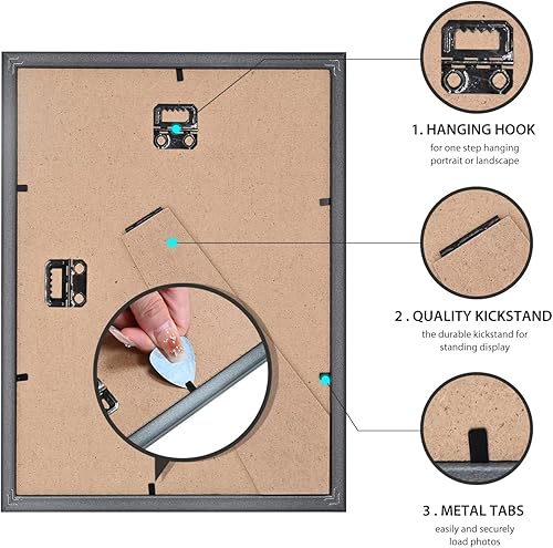 Miniatura 5 de BSRHOME Juego de 6 marcos de fotos de 12 x 16 pulgadas con plexiglás, muestra imágenes de 11 x 14 pulgadas con paspartú o de 12 x 16 pulgadas sin