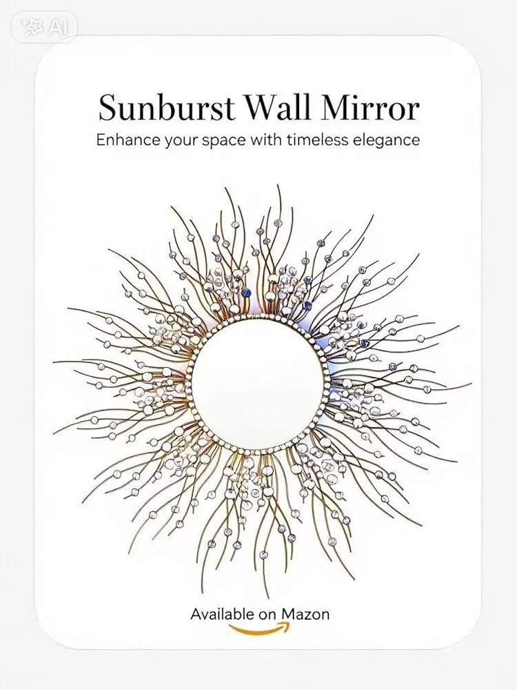 Amazon.com: Gold Sunburst Mirror Large Round Vintage Boho