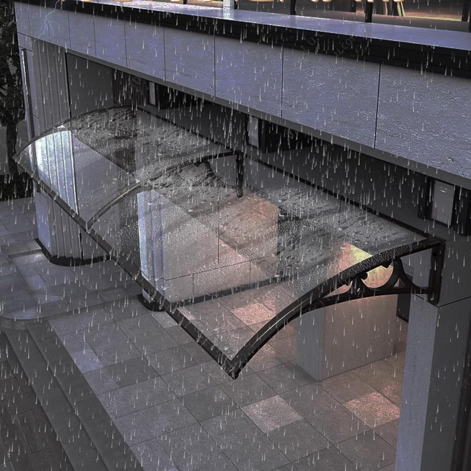 Auvent de porte moderne anti-UV et imperméable en polycarbonate robuste