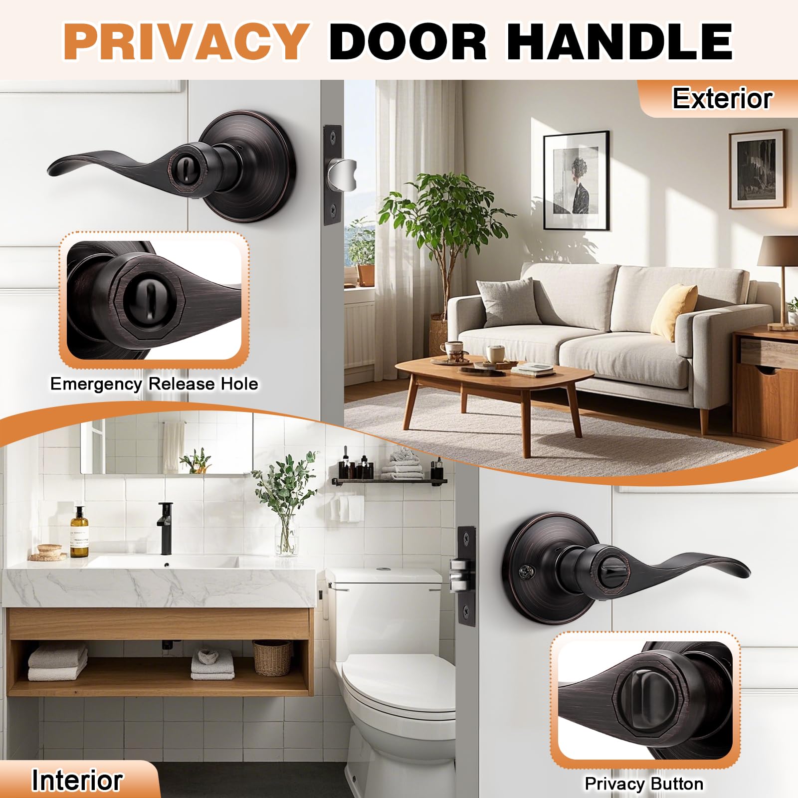 Probrico Dl12061orb Verrou de porte avec, Bronze huilé Finition