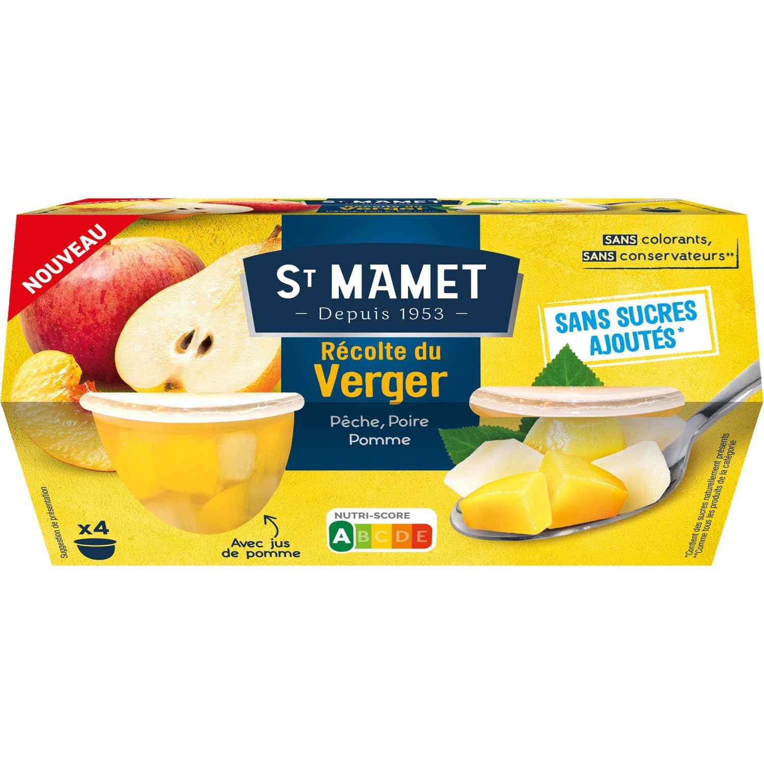 ST MAMET – Délice Fruitée en Sirop Léger, Cocktail de Verger Raffiné (4 pots de 113g) - Le lot de 3