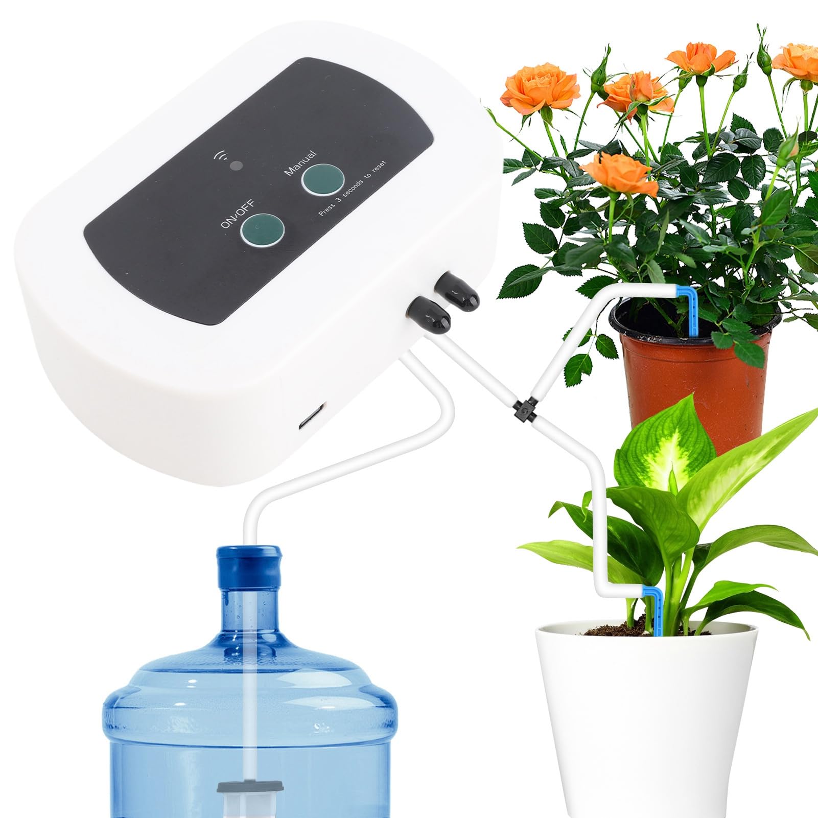 Walmeck di Irrigazione WiFi Intelligente Controllo BT APP Irrigatore Automatico per Piante 10 Piante in Vaso Portata 400 Ml/min IP65 Regolazione Temporizzazione Impermeabile Kit di (BSV-IC203)