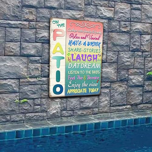 Miniatura 10 de Letrero de metal para piscina con reglas de bañera de hidromasaje, letrero de piscina para patio, divertido letrero de metal nostálgico para