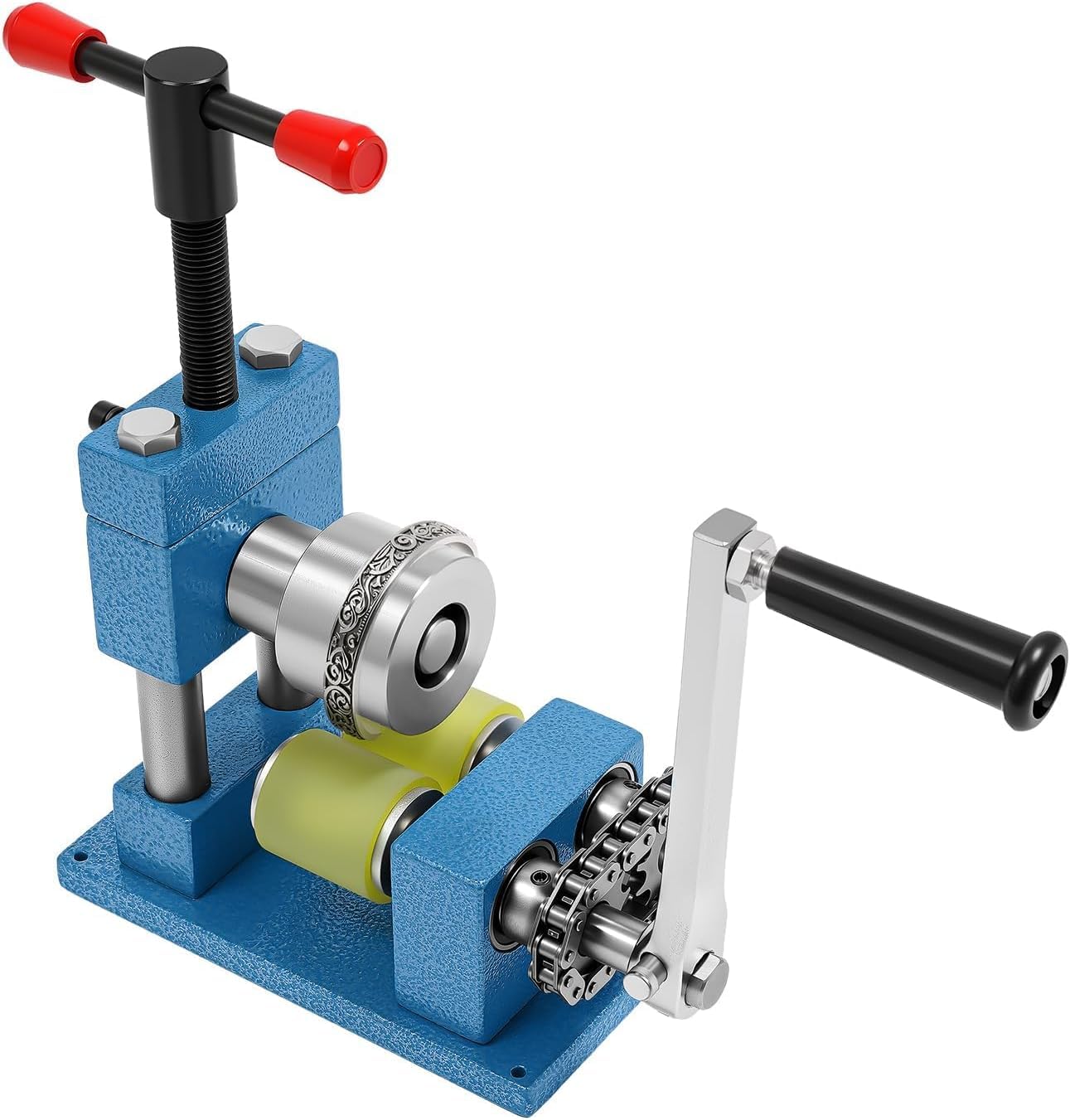 ZHJOPP Bending Machine,Manual Ring Bracelet Bending Tool, High Carbon Steel Rolling Mill for DIY Jewelry Making Craft Workshop Jewelers (nylon wheels)