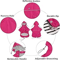 Vista 3 de Morezi - Impermeable para perro, con cierre frontal y botones reflectantes, resistente al agua/lluvia, cordón ajustable, capucha removible, para Rosa