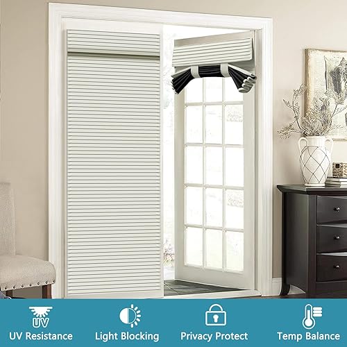 Miniatura 7 de Cortinas de puerta francesa estilo persianas de puerta, cortinas opacas blancas de 30 x 70 pulgadas de largo, cortinas de puerta frontal de