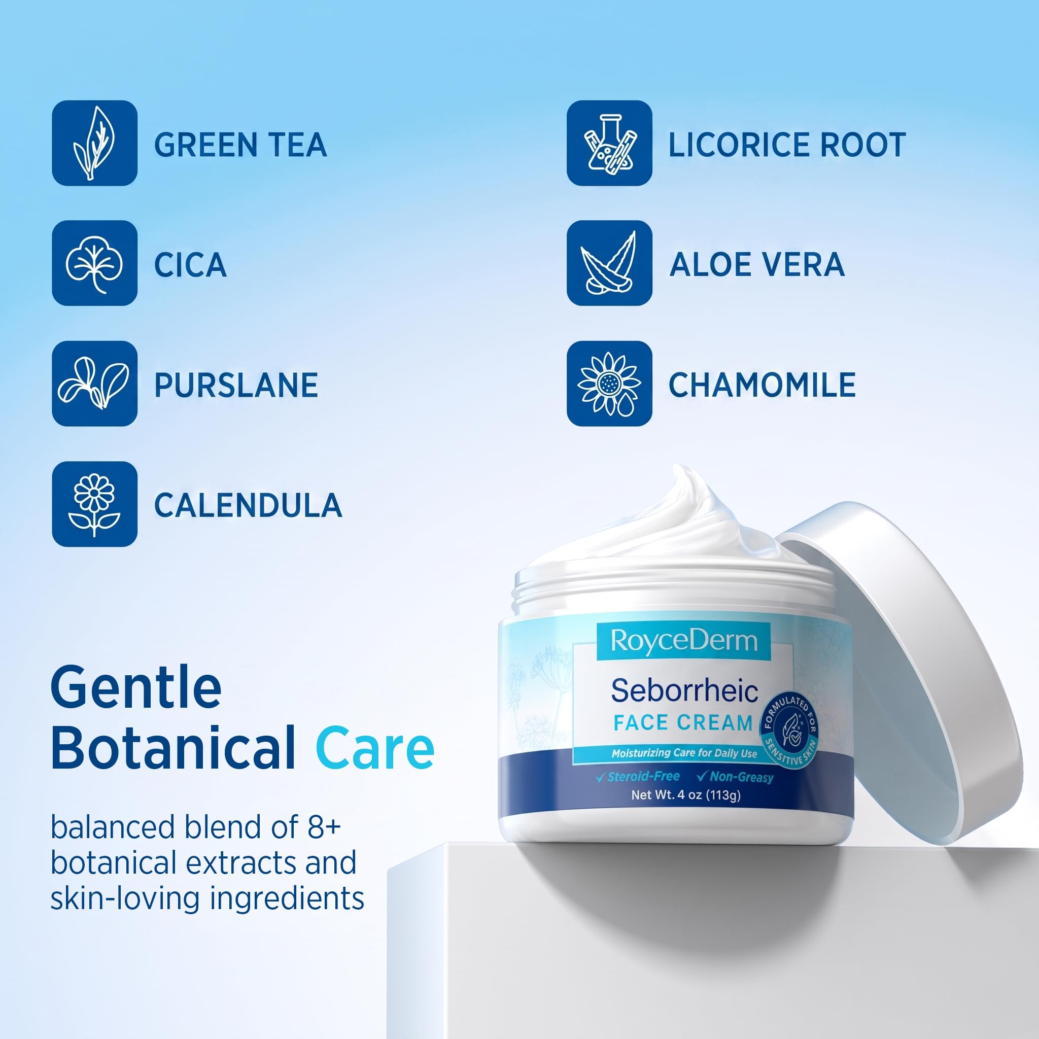 RoyceDerm SD Calming Face Cream – Steroid-Free Moisturizer for Dry