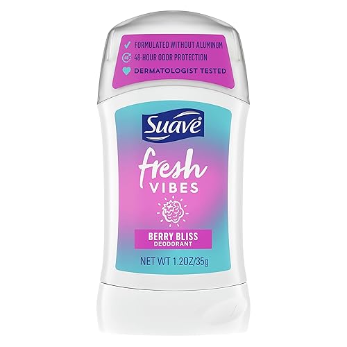 Suave Fresh Vibes - Desodorante en barra libre de aluminio, 48 horas de protección desodorante Berry Bliss Dermatológicamente probado desodorante