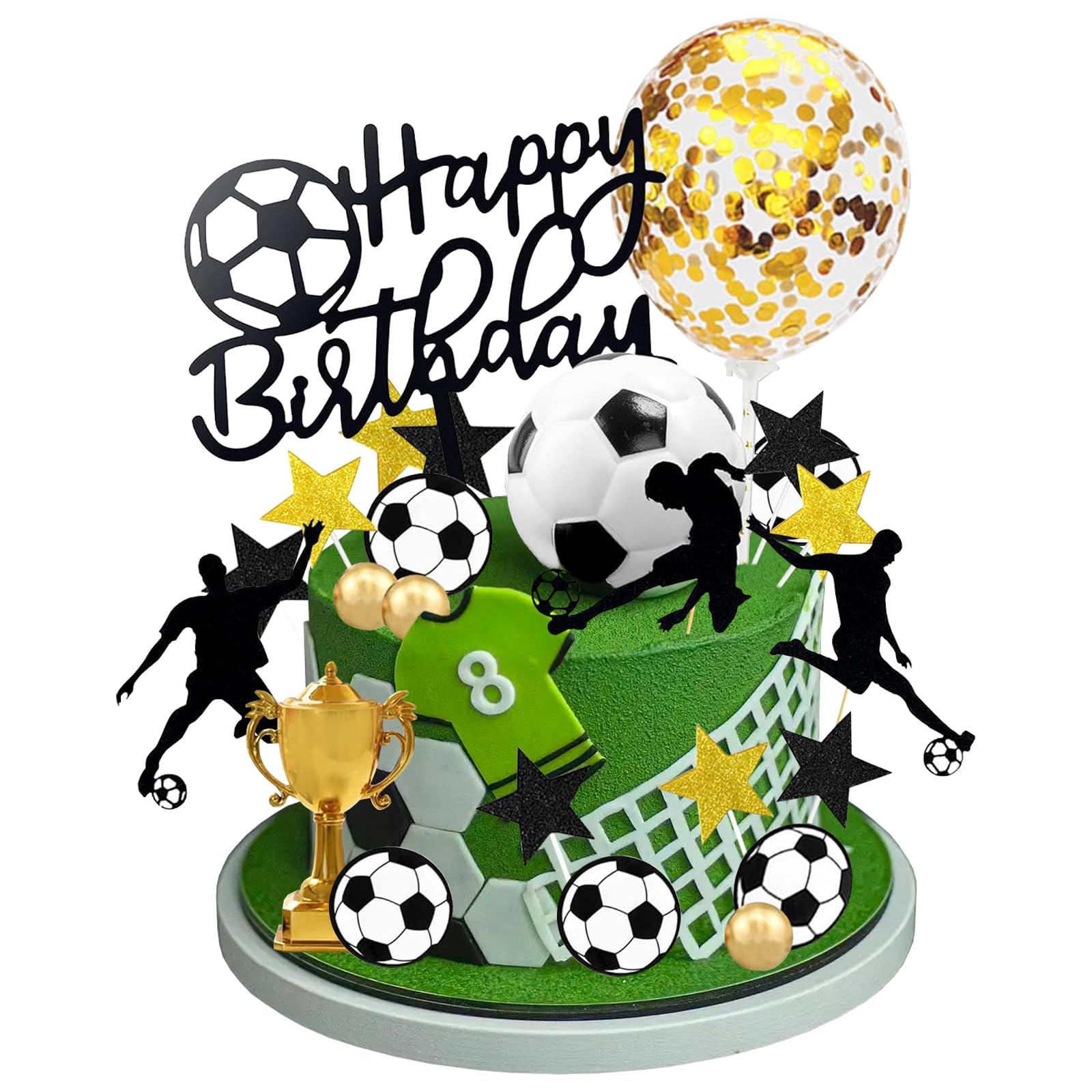 DRWATE Decorazioni Per Torta A Forma Di Pallone Da Calcio – 28 Pezzi, Gomma Morbida, 3 Cm, Per Compleanni A Tema Sport, Festa Di Calcio