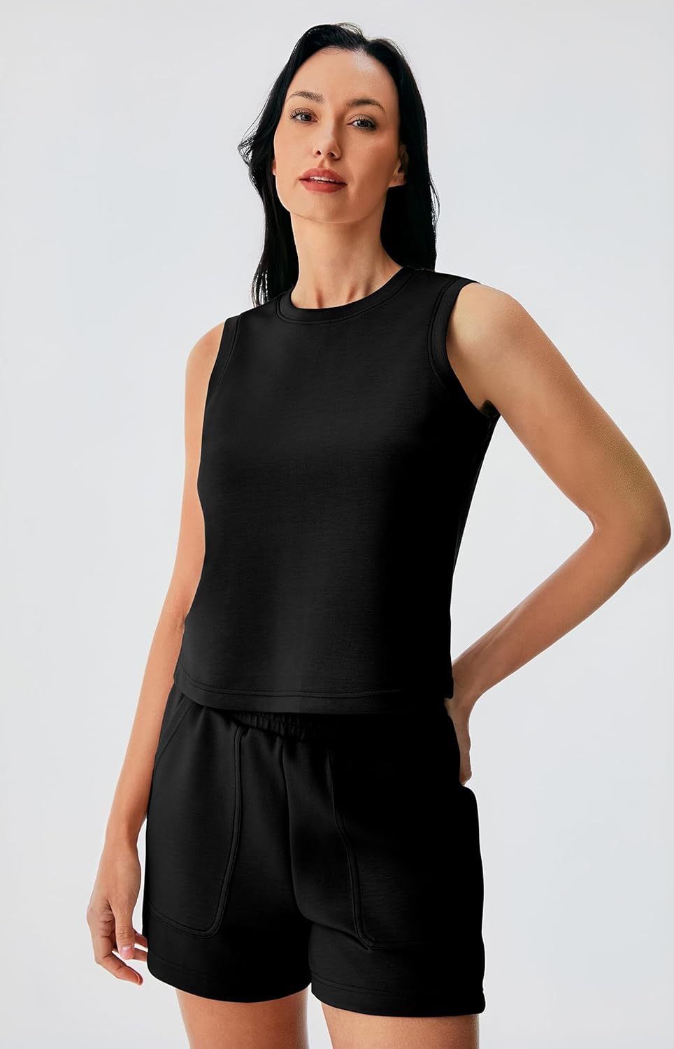 AFITNE Women’s 2 Piece Sets Summer Lounge Matching Outfits Sleeveless Tank Crop Tops and Shorts Tracksuit Sweatsuits - Image 5