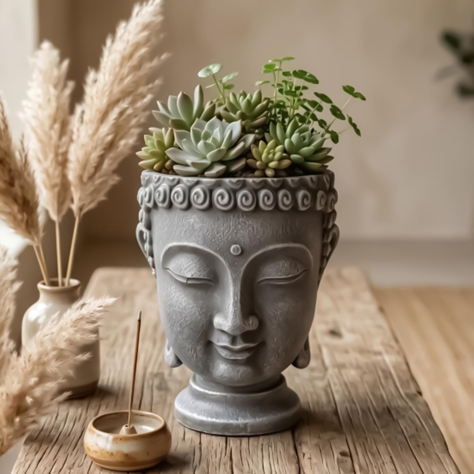 Zen Budda głowa dekoracyjna głowa z otworem drenażowym