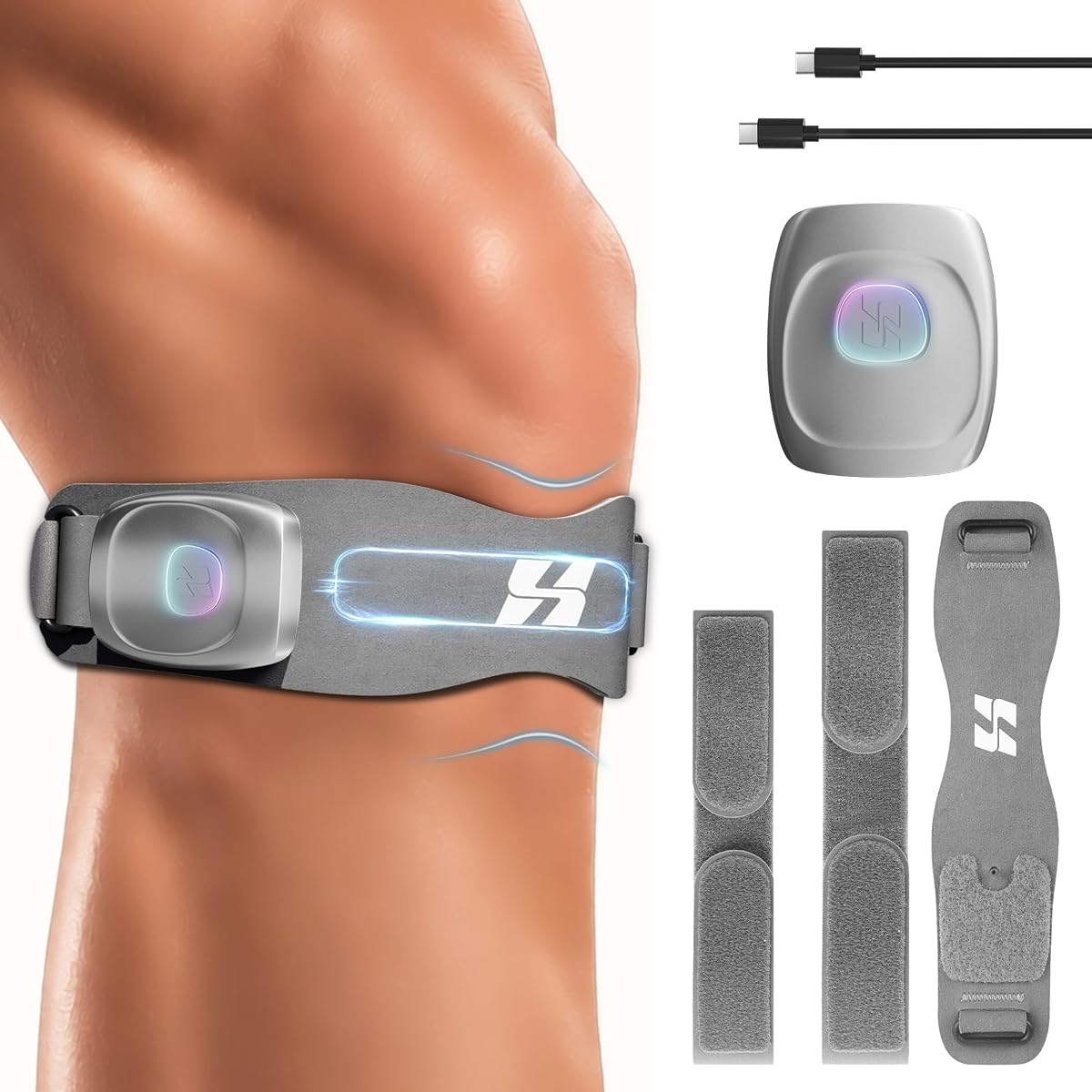 Correa de rodillera inteligente para rótula, correa de soporte para rodilla estabilizadora de rótula ajustable con módulo de compresión inteligente, correa rotuliana liviana de 52 g para correr, gimnasio, deportes y actividades diarias