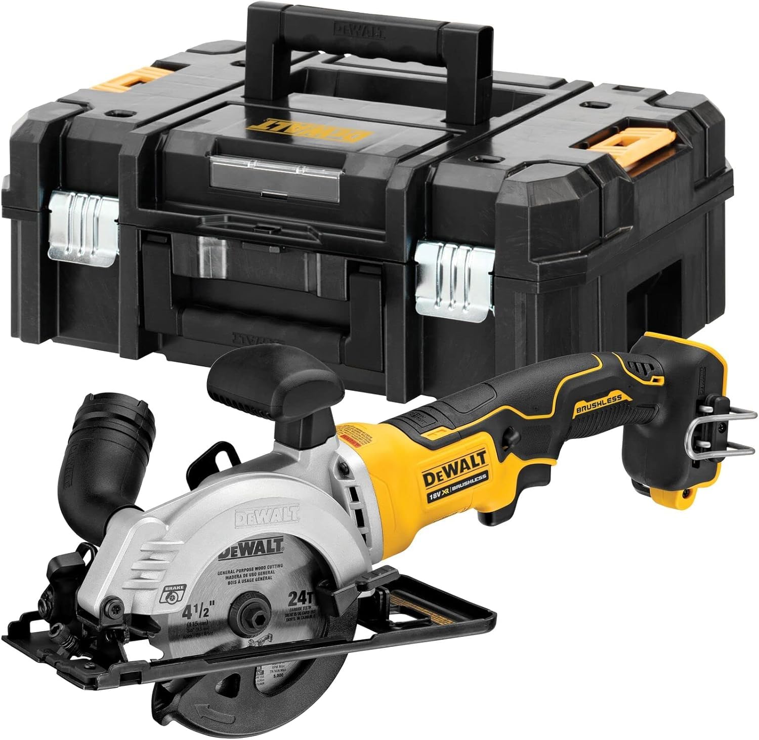 DEWALT Scie circulaire XR 18VBL - sans Batterie ni Chargeur - Multi-matériaux 115 mm Jaune & Batterie XR 18V 4 Ah Li-Ion - DCB182-XJ - Compatible Avec Tous Les Outils XR 18V