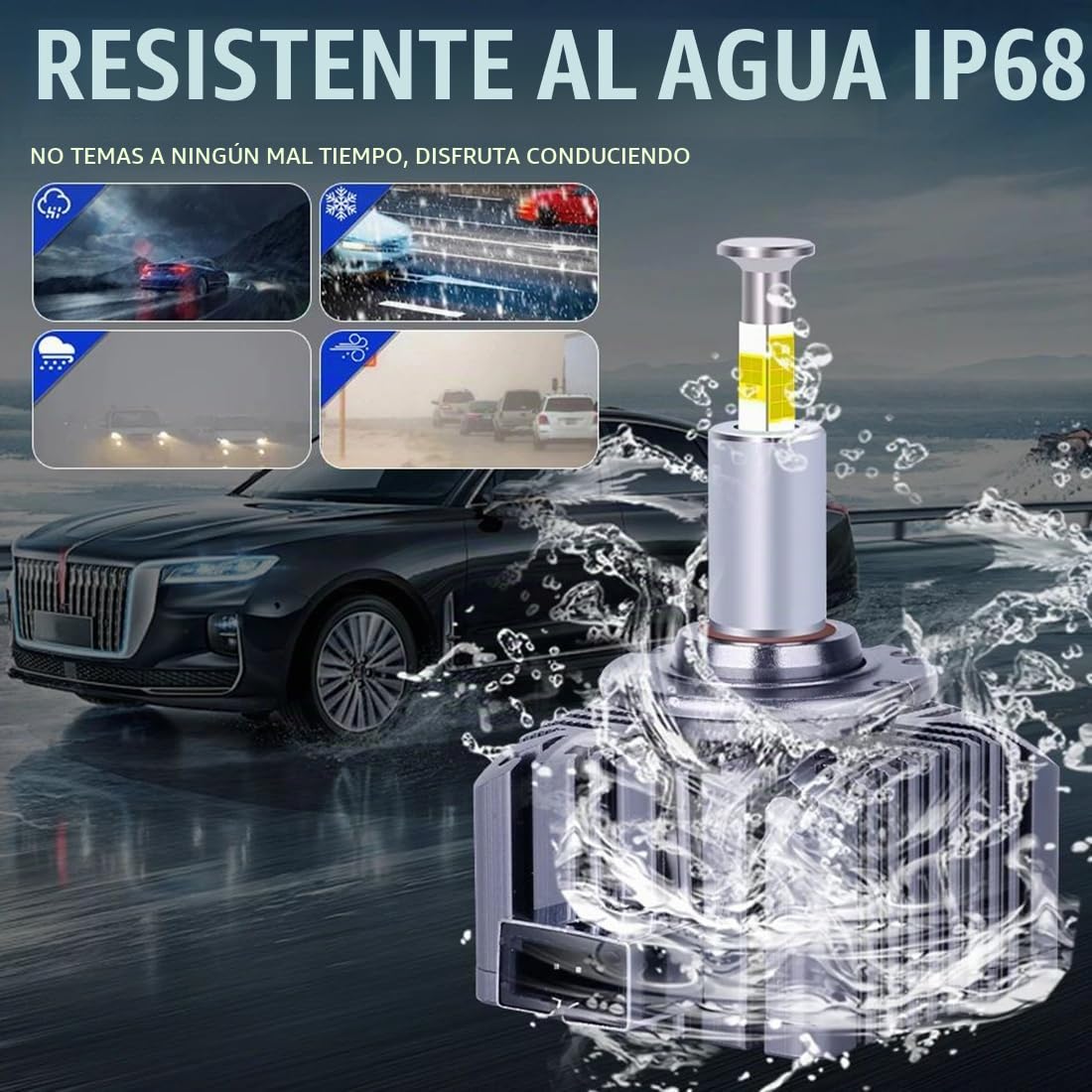 SageSunny Bombilla LED D2S de 110 W, 360°, 6000 K, blanco, kit de conversión para faros delanteros de coche (paquete de 2) - 24 meses de garantía