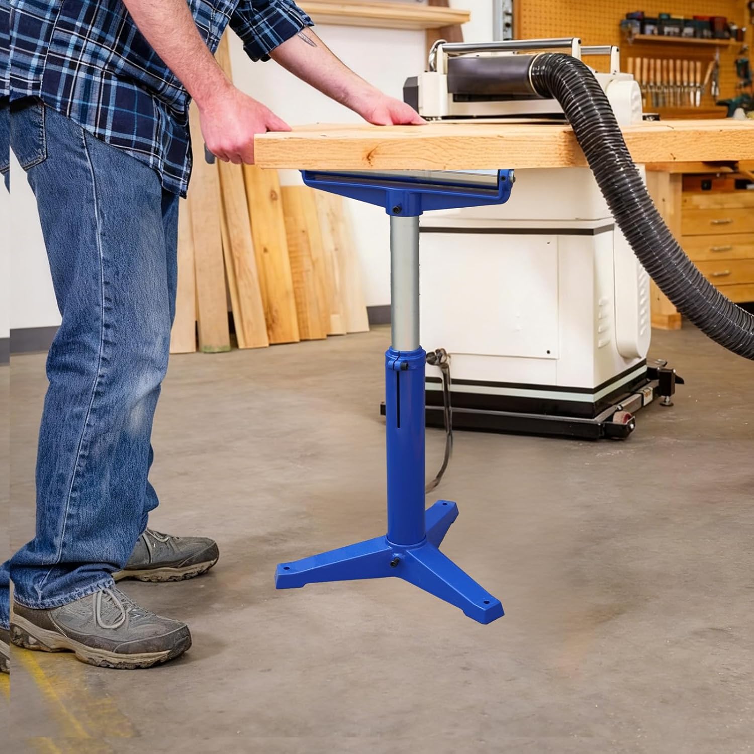 SOONTOOLS Heavy-Duty Roller Stand for Woodworking - Adjustable Height 22.83-38.19 Inches, Tall Pedestal Design, 1760 LBS Load Capacity Outfeed Support for Table Saw