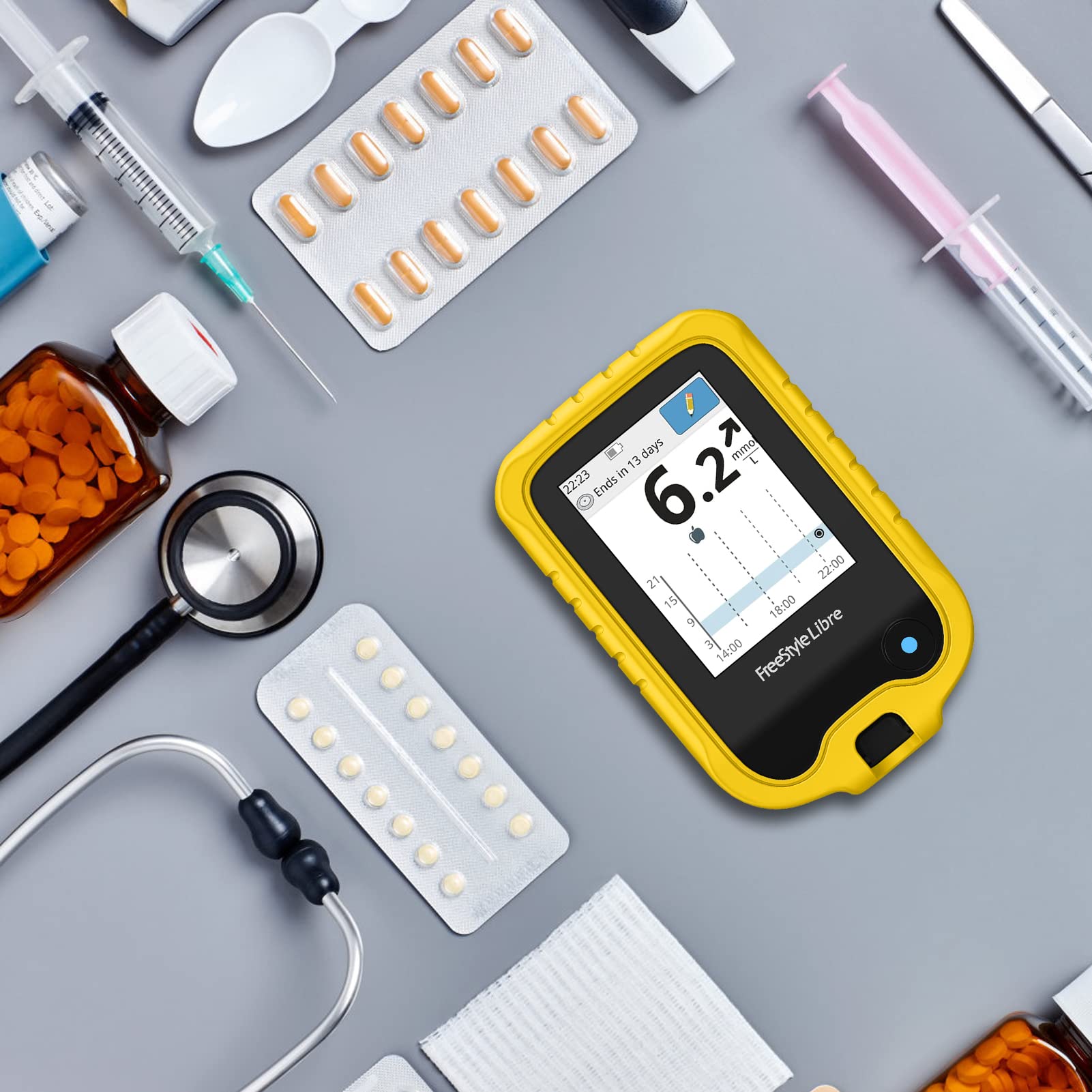 MEDMAX Silicone Étui Pour Freestyle Libre 3/ Libre 2 / Libre Reader, Léger Coque Anti-dérapante Housse De Protection Compatible Avec Freestyle Libre