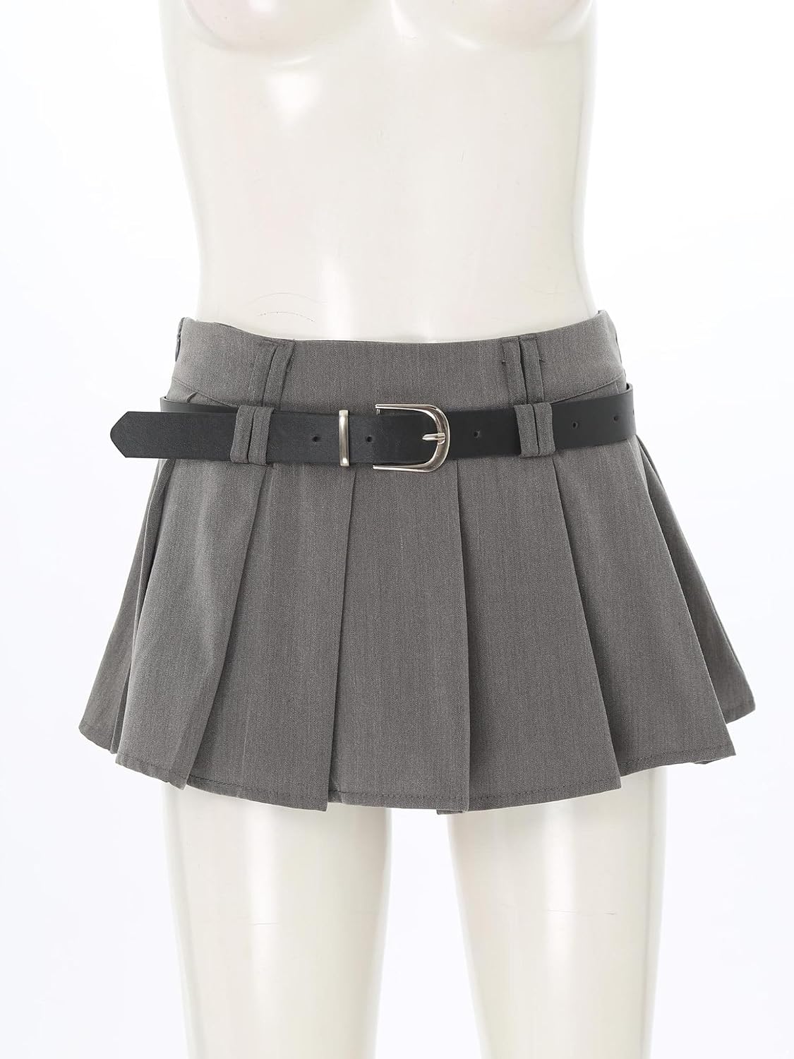Lejafay Womens High Waisted Pleated Tennis Skirt JK School A-Line Skater Mini Skirts with Waist Belt