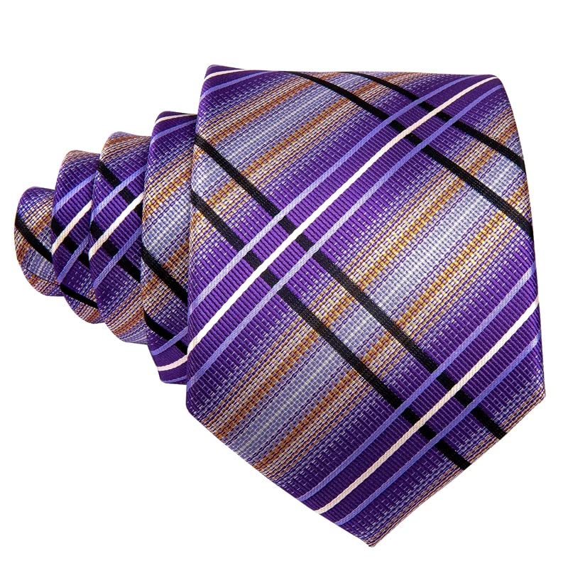 Set corbata de seda para hombre con broche dorado miniatura 4