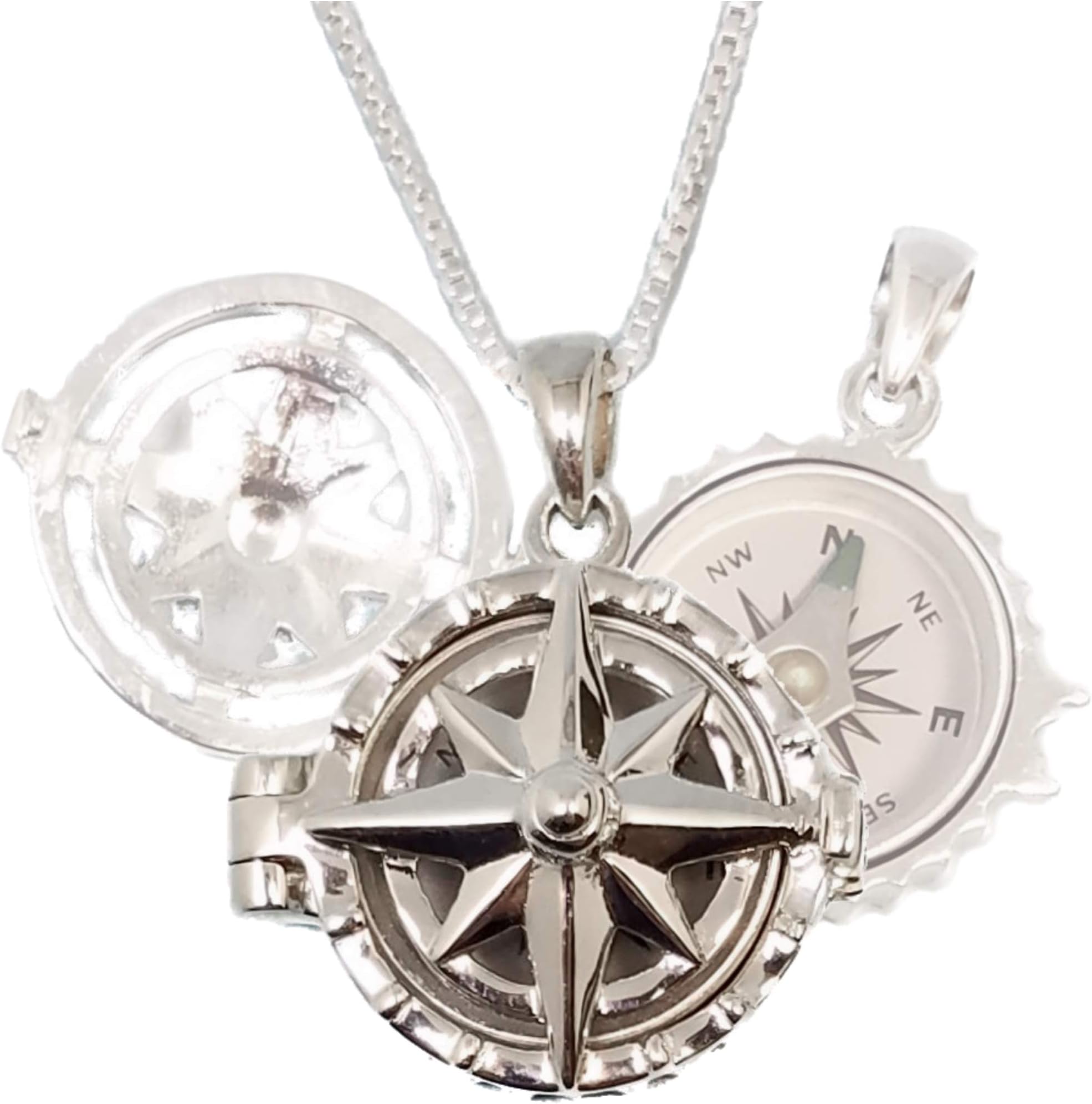 Stanley LondonSterling Silver Compass Rose Locket with Working Compass