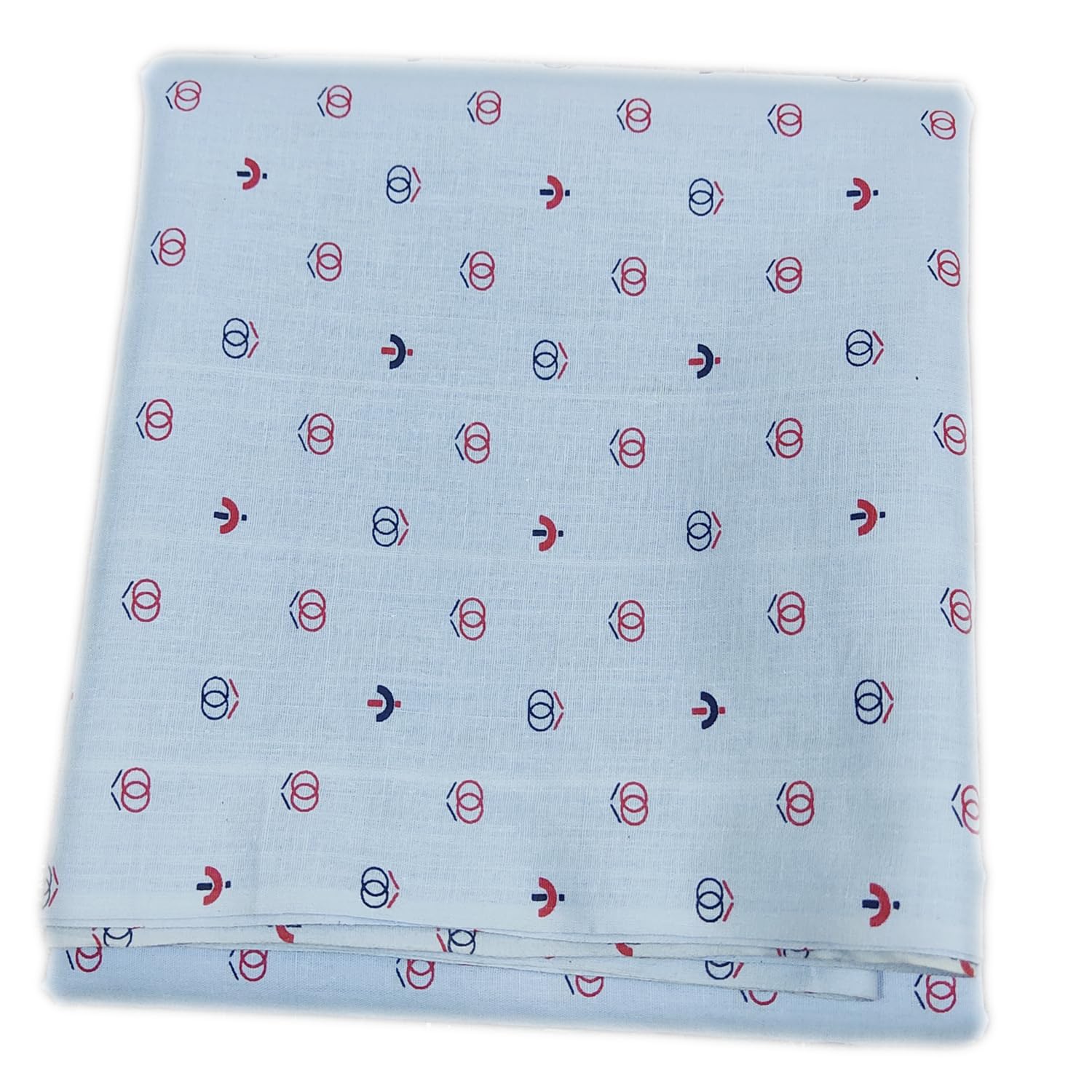 Premium Unstitched 100% Pure Cotton Sky Blue Printed Shirt Fabric Cloth Piece for Men's(1.60 Meter Length 58 Inch Width)-image-36