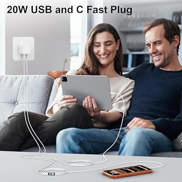 USB C Charger for iPhone 17 16 15 Charger 20W Fast Charger USB C Plug&Cable, 2Pack Type C UK Wall Phone Power Adapter USBC Lead for iPhone 17e/16/15/Pro/Max/Air/Plus/iPad/Samsung S25/S24/S23 Series