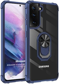 Microsonic Samsung Galaxy S21 Plus i in K l f Grande Clear Ring Holder Lacivert [Galaxy S21 Plus ile Uyumlu K l f - Lacivert]