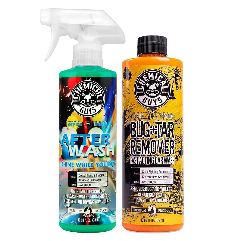 Chemical Guys CWS_104_16A Kit de Lavagem Automotiva com Removedor Concentrado de Insetos e Piche e Auxiliar de Secagem After Wash, 473 mL, 2 itens