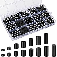 Vista 1 de Juego de 330 espaciadores de salida eléctrica de nailon negro, espaciadores de plástico redondos no roscados para tornillos de interruptor