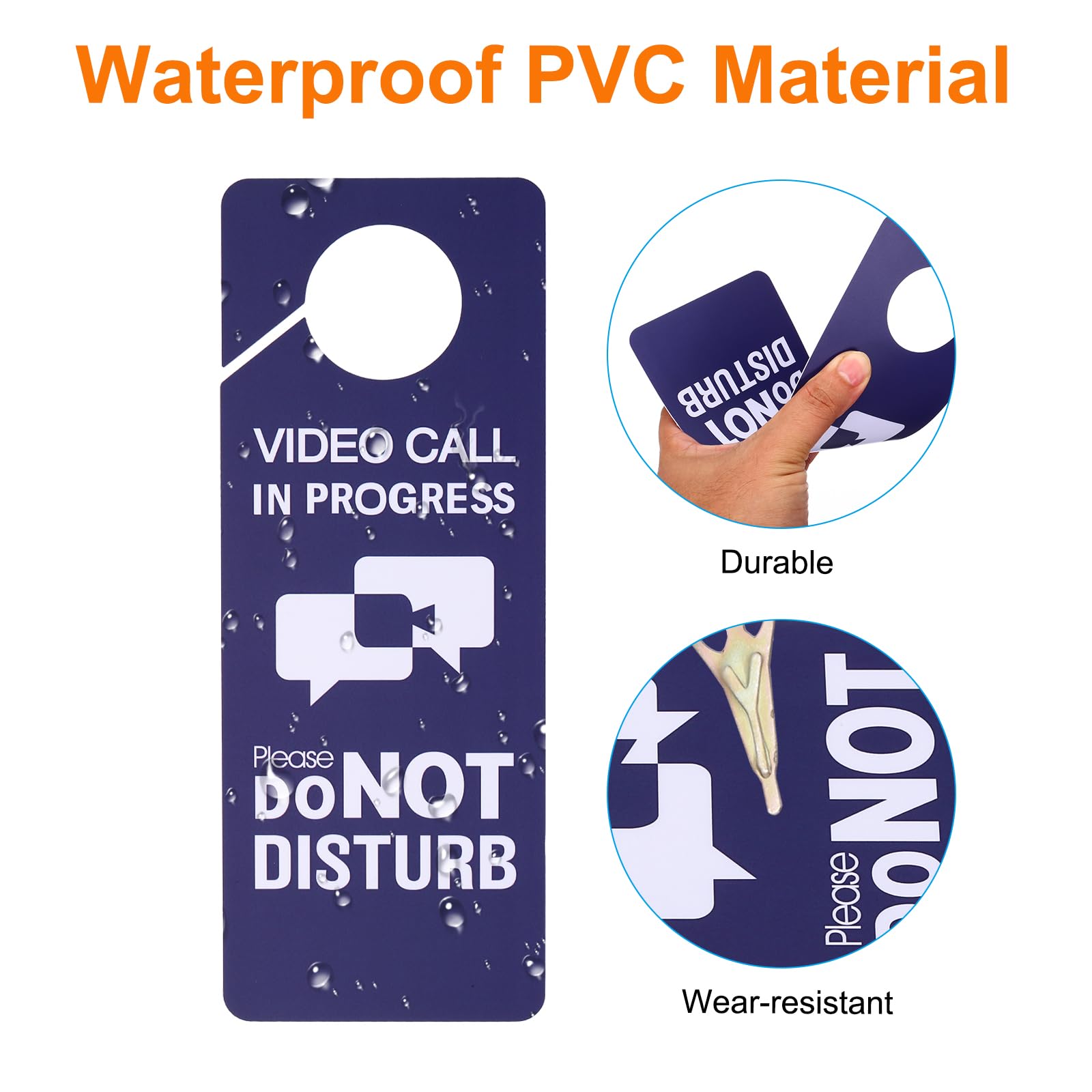 PATIKIL Do Not Disturb Door Hanger Sign, 2 Pcs PVC Double Sided Video Call in Progress Door Sign Decor for Office Meeting - Image 3