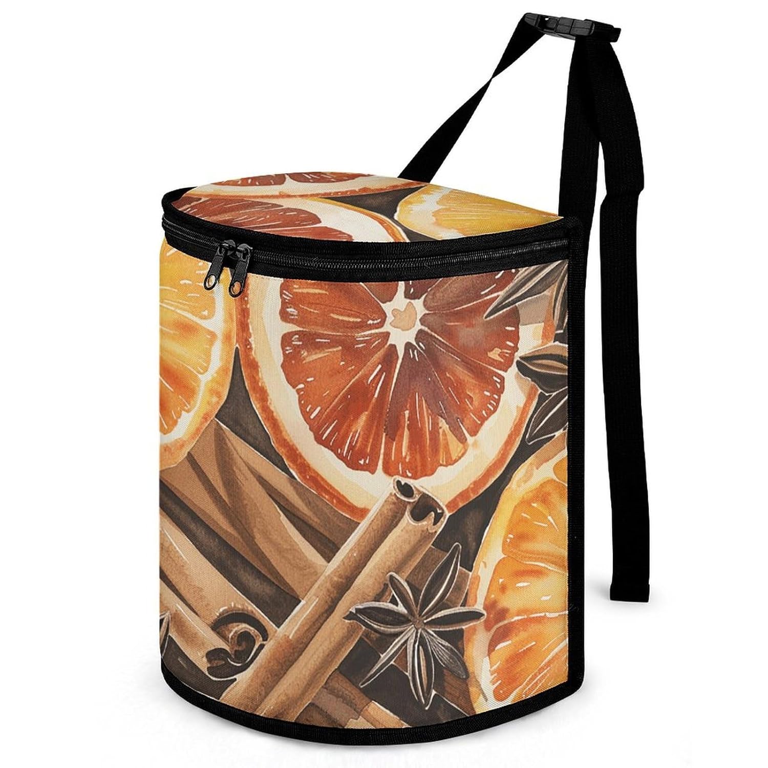 MUSM Leakproof Car Trash Can 2.5 Gallon, Durable Automotive Garbage Bag with Waterproof Liner, Oranges and Spices Trash Bag for Car, Truck, RV & Bathroom